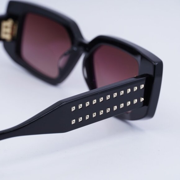 Valentino V-CINQUE VLS-108A Sunglasses Black Rectangle Frame, Rose Lenses - Picture 9 of 10